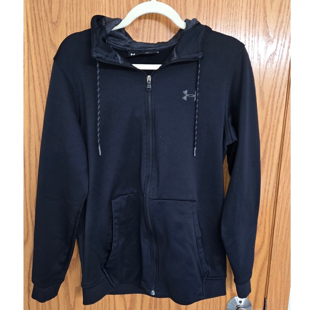 Under Armour ColdGear Mens Full Zip Hoodie Black Loose Fit Medium